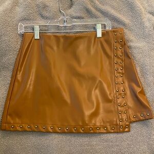 Studded Tan Leather Skirt
